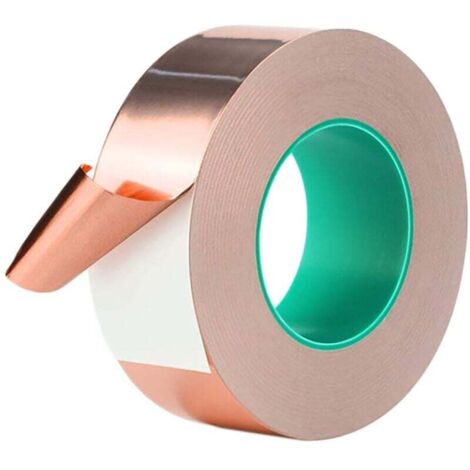 Copper Foil Double Sided Tape Electrically Conductive Tape 1pcs 0.05mm x 10mm x 20m Conductive Adhesive for EMI Shielding Paper Circuits Electrical Repairs MUMU (1/4)
