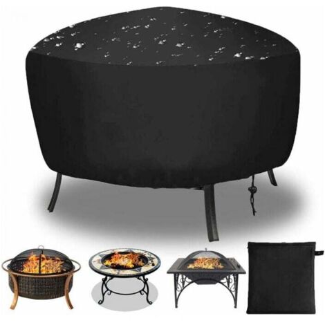 Round Fire Pit Cover 80 x 65cm Waterproof Windproof UV Resistant Cord Oxford Fabric Suitable for Ovens Dining Tables Garden MUMU (1/4)