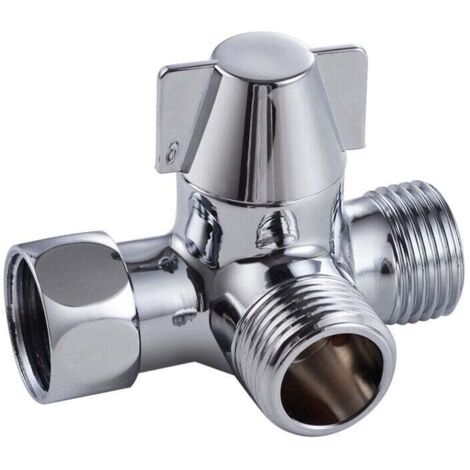 Solid Brass 3 Way Valve, 3 Way Diverter Valve, 3 Way Shower Diverter Valve, G1/2" T-Adapter Valve, for Shower, Hand Shower and Shower Arm Diverter MUMU (1/4)