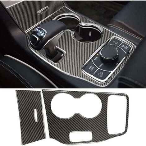 Black Real Carbon Fiber Center Console Lid Cover Trim Fit For Jeep Grand Cherokee 2014-2015 Interior Accessories MUMU (1/4)