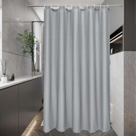 Waterproof Shower Curtain, Grey Fabric Shower Curtain 150x200cm, Waterproof and Mildew Resistant Washable Shower Curtain with 12 Loops MUMU
