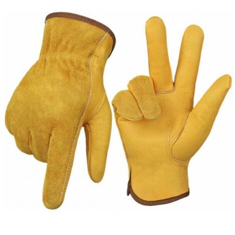 Pair of Puncture Resistant Gardening Gloves, Heavy Duty Gardening Gloves for Men and Women, Durable Leather Gloves for Gardening, Machinery, Welding MUMU (1/4)
