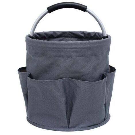 Foldable Garden Tool Bag, Toiletry Bag, Picnic Basket with Six Side Pockets for Workshop, Garden, Picnic, Bathroom (Grey) MUMU (1/4)