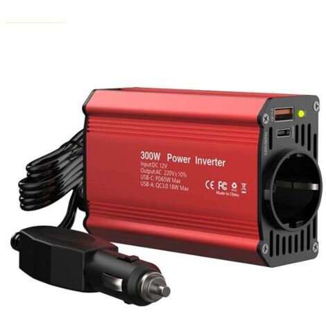 Car Inverter, 12V to 220V Transformer for Phone Tablet PC (Size: Red) MUMU (1/4)