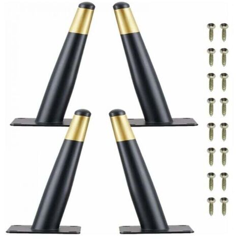 Set of 4 Black and Gold Furniture Legs 10cm Metal Table Chair Legs with Non-Slip Silent Base MUMU (1/4)