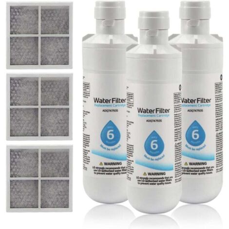 Refrigerator Water Filter, Refrigerator Water Filter and Air Filter, Anti-Odor Refrigerator Water Filter, Air Mesh Filter Replacement, Replacement for LG LT1000P (3p MUMU (1/4)