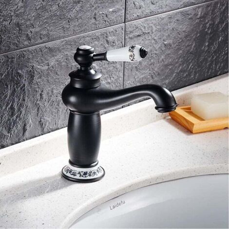 Victorian Basin Faucet – Black – For Bathroom, Guest Toilet – Classic Hot and Cold Water Tap (Black) MUMU (1/4)