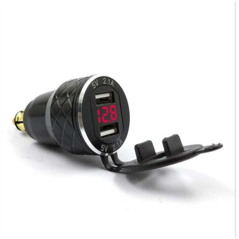 Motorcycle USB Charger EU Plug for BMW Ducati Car Charger with Voltage Display Metal Red MUMU (1/4)