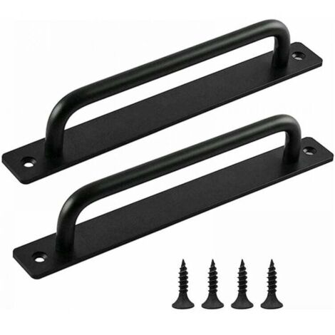 2pcs Barn Door Handle, Black Door Handle, Interior and Exterior Door Handles with Screws, for Kitchen, Furniture, Cabinet, Cupboard, Door, 18cm MUMU (1/4)
