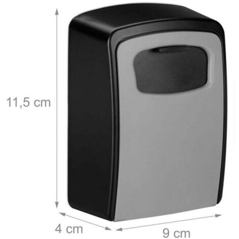 Black/Silver 117x82x37mm Security Key Box 4 Digit Code Wall Mount Key Container MUMU