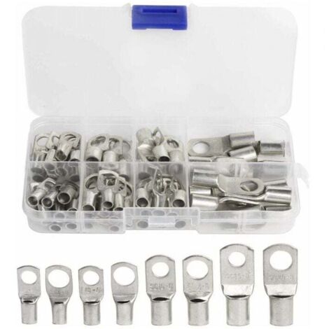 60pcs Electrical Terminals Bolt Hole SC Connectors Tinned Copper Crimping/Soldering for 6m㎡ 8m㎡ 10m㎡ 16m㎡ 25m㎡ Cable MUMU