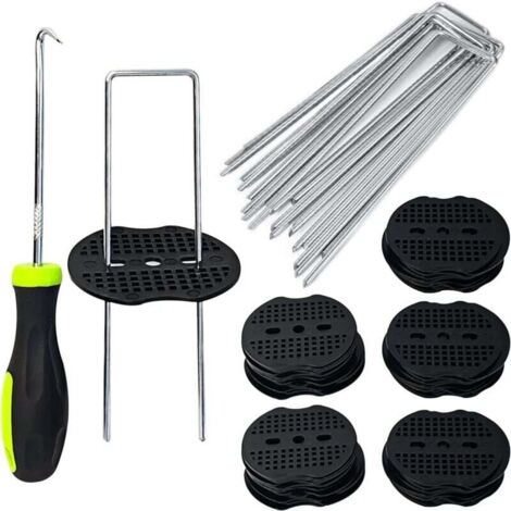 50 Pack 6" Weed Control Membrane Pegs with Protective Washers and Hook/Nail, 6" Length MUMU (1/4)
