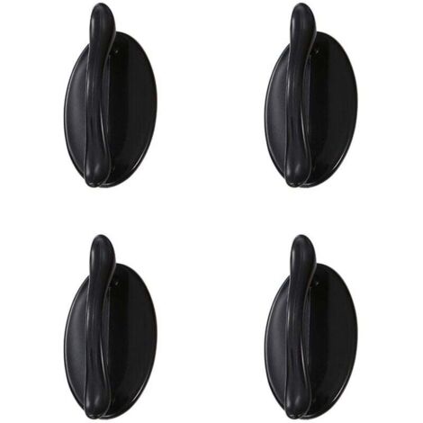 Front Door Handle, Sliding Door Handle, 4pcs Black Adhesive Door Handle, Plastic Parts for Door and Window Handles, Cabinets, Drawers, Cupboards MUMU (1/4)