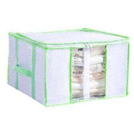Vacuum storage bag with storage box, small size, 75% space saving, protects textiles from moisture and moths, plastic, 40x42x25 cm, white MUMU (1/4)