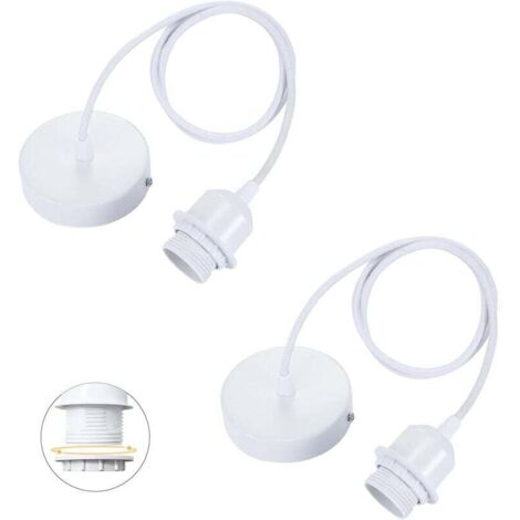 Set of 2 E27 pendants with screw ring, 100cm adjustable textile cable, pendant matching the lampshade, ideal socket for kitchen pendant MUMU (1/4)
