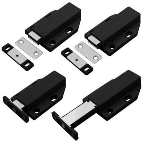 Magnetic Push-to-Close Latch, Push Door Lock, 4-Piece Push-to-Open Cabinet Door Damper for Cabinet Drawer System, Black MUMU (1/4)