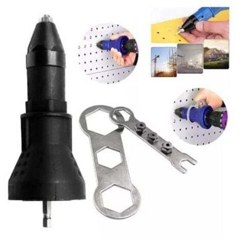 Electric Rivet Nut Drill Adapter, Easy Operation, High Efficiency, 3-Jaw Pliers, Carbon Steel, Plastic Housing, Lightweight, Compact Size (Black) MUMU (1/4)