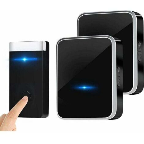 Wireless Doorbell, Waterproof Doorbell, Electronic Chime Kit with 2 Plug-in Receivers, 150m Range, 45 Melodies at 4 Volume Levels for Home, Office, Hotel [No Need MUMU (1/4)