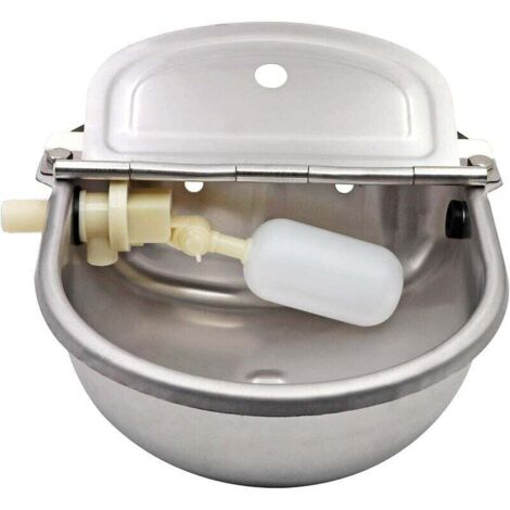 Stainless steel water trough with drain plug and adjustable float valve for horses, dogs, cattle, goats, sheep, pigs, automatic cattle drinker MUMU