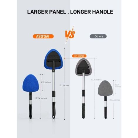 Window cleaner, 4 microfiber pads, window cleaning with telescopic handle, automatic interior wiper set, blue MUMU