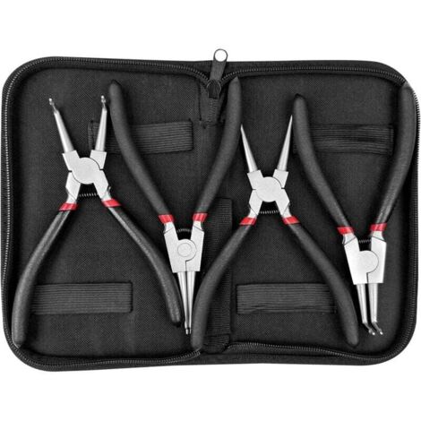 Set of 4 external circlip pliers, internal circlip pliers with storage bag, straight circlip pliers with non-slip handles, curved circlip pliers for removing rings MUMU (1/4)