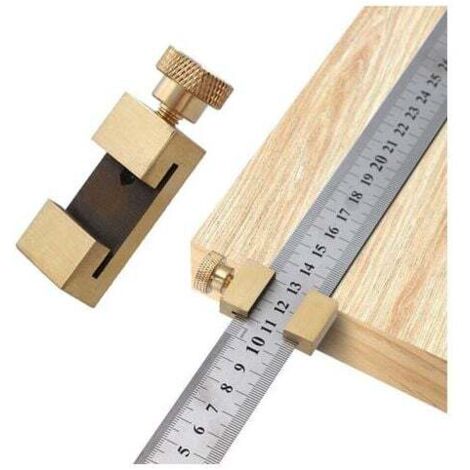 Stainless steel positioning ruler, ruler tool, brass steel ruler block, ruler stop, 30 cm marking ruler, marking tool, for woodworking, DIY and carpentry MUMU (1/4)