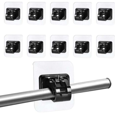 20 pieces black curtain rod holders without drilling, transparent self-adhesive curtain rod brackets, self-adhesive curtain rod hooks for kitchen and bathroom MUMU (1/4)