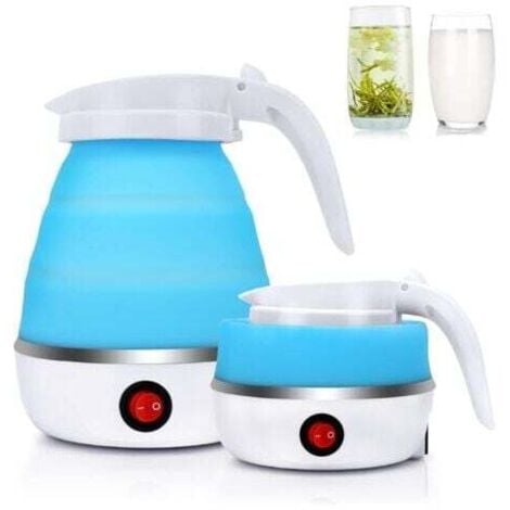 Silicone Folding Kettle, Household Travel Folding Kettle, 0.6L 220V Kettle with Stainless Steel Bottom, Portable Mini Kettle, Camping Holiday, Hiking, Survival MUMU