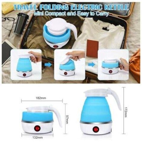 Silicone Folding Kettle, Household Travel Folding Kettle, 0.6L 220V Kettle with Stainless Steel Bottom, Portable Mini Kettle, Camping Holiday, Hiking, Survival MUMU