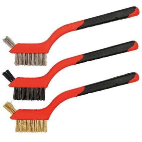 Set of 3 wire brushes, small wire brushes for cleaning rust, dirt, paint chips, and hard-to-reach areas with deep cleaning. MUMU (1/4)