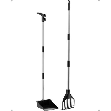 Plastic Dog Poop Scoop for Garden, Lightweight Portable Pet Poop Scoop for Medium/Small Dogs, Adjustable Poop Scoop Set with Metal Pole and Long Handle for Lawn, Yard, Grass MUMU