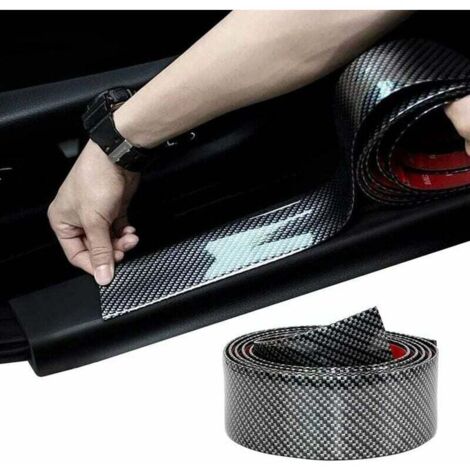 Universal Carbon Fiber Car Sticker, Lightweight, Flexible and Bendable, Door Sill Bumper, Car Accessories for Most Cars (5 cm, 2.5 m, Black) MUMU (1/4)