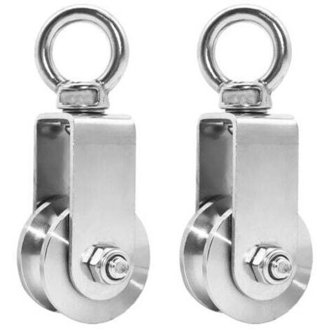 pieces 34 mm pulley with ball bearing, lifting pulley, load capacity 250 kg, stainless steel cable pulley for rope fitness (2 pieces, 34 mm) MUMU (1/4)