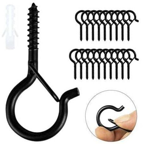 Black Screw Hook, 30 Pack, Heavy Duty Screw Hook with Safety Buckle, Wooden Ceiling Hook for Hanging Plant Baskets, Birdhouses, Lanterns, Mugs MUMU (1/4)