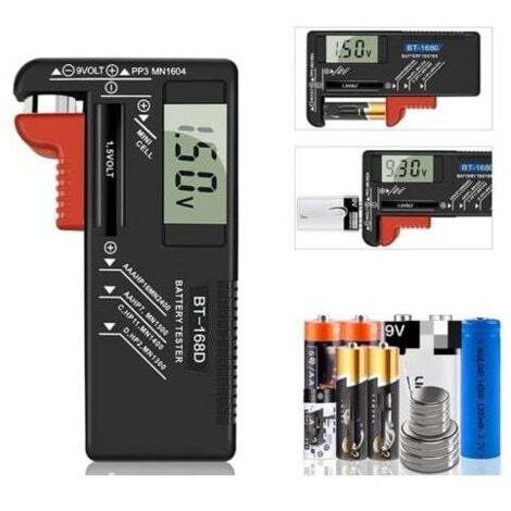 Digital Battery Tester, Universal Battery Tester, Battery Tester, for AA, AAA, C, D, PP3, 9V, 1.5V, Button Cell Batteries - Works without Batteries MUMU (1/4)