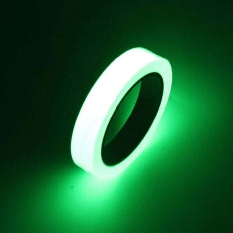 10 m x 1 cm fluorescent self-adhesive tape, glow in the dark tape, bright green glowing phosphorescent security tape, removable, waterproof, photoluminescent MUMU (1/4)