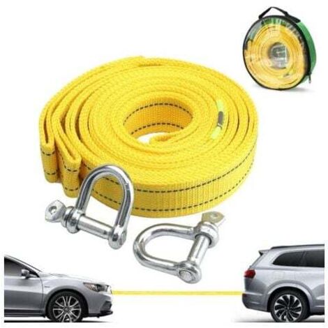 Heavy-duty tow strap with two D-ring safety hooks for cable winch, 5 ton load capacity and 5 m length MUMU (1/4)
