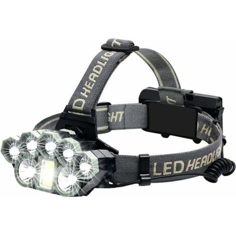 Powerful Rechargeable Headlamp, Super Bright 18,000 Lumens, 8 LEDs, USB Headlamp, Waterproof Headlamp for Camping, Fishing, Caving, Jogging and Hiking MUMU (1/4)