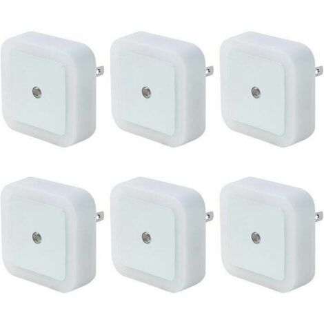 Automatic LED Night Light for Kids, Set of 6, Children's Night Light Lamp with Light Sensor, Plug-in Night Light for Bedroom, Baby Area, Living Room, Bathroom, Kitchen - White - MUMU (1/4)