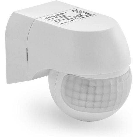 1x Infrared motion detector – for indoor and outdoor use, range up to 12 m at 180°, rotatable, tiltable, IP44 splash-proof, black, white MUMU (1/4)
