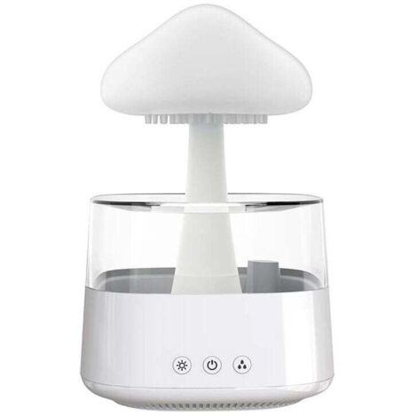 Rain Lamp Humidifier 450 ml, Essential Oil Diffuser, Rain Cloud Humidifier with 7 Color LED Lights, Rain Mushroom Lamp for Home, Office and Bedroom (White) MUMU (1/4)