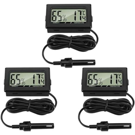 3-Piece Digital Thermometer Hygrometer with External Probe, Temperature Meter, Humidity Meter for Living Room, Office, Reptile Incubator, Poultry, Reptiles MUMU (1/4)