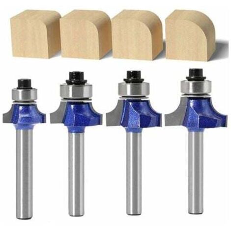 4PCS Woodworking Rounding Bit Carbide Corner Rounding Cutter Cutting Radius 3.17mm, 3.96mm, 4.78mm, 6.35mm Milling Cutter MUMU (1/4)