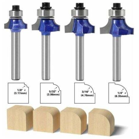 4PCS Woodworking Rounding Bit Carbide Corner Rounding Cutter Cutting ...