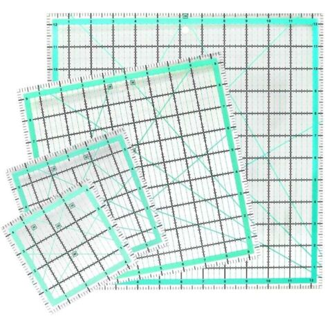 12-Piece Square Patchwork Ruler Set (12.5 inch / 9.5 inch / 6 inch / 4.5 inch), Non-Slip Acrylic Sewing Ruler with Clear Print Line for Precise Cutting MUMU (1/4)