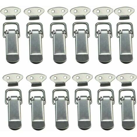 12 pieces hood lock, lever latch, spring latch, toggle latch, spring latch with hook, stainless steel spring latch for cabinet, box, drawer, wardrobe MUMU (1/4)