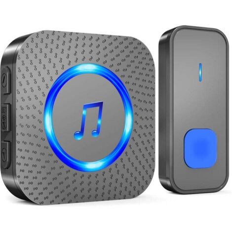 Wireless Doorbell, 400 m Long Range, Waterproof Doorbell, Electronic Chime, Chime Kit with Plug-in Receivers for Home, 55 Melodies at 5 Volume Levels, Blue Black MUMU (1/4)