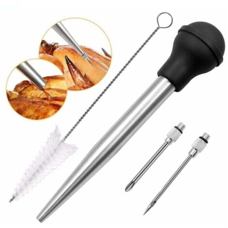 304 stainless steel and rubber juice baster, sauce baster, food syringe, injection needle with cleaning brush for grilling MUMU (1/4)