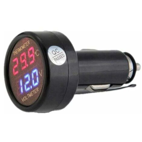 2-in-1 Voltmeter and Thermometer, Digital Car Battery Voltage Meter, Temperature Gauge, DC 12V 24V Monitoring Tester - RW Automotive & Motorcycle / Tools & Troubleshooting MUMU (1/4)