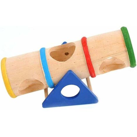Wooden Swing Hamster Tunnel - Funny Toy for Family Gym - Dwarf Hamster Play Platform, Small Pet (Color, Length: 16.8 Width: 7.8 Height MUMU (1/4)